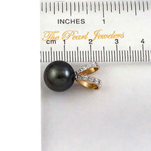 Load image into Gallery viewer, 14k Solid Yellow Gold Rabbit-Ear &amp; Diamond Black Tahitian Pearl Pendant