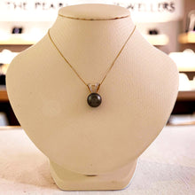 Load image into Gallery viewer, 14k Solid Yellow Gold Rabbit-Ear &amp; Diamond Black Tahitian Pearl Pendant