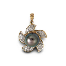 Load image into Gallery viewer, 14k Solid Yellow Gold &amp; Diamond Tahitian Pearl Pendant