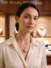 Load image into Gallery viewer, 14k Yellow Gold &amp; 42-Diamond White Pearl Sunburst Pendant