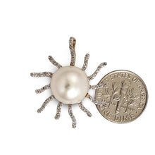 Load image into Gallery viewer, 14k Yellow Gold &amp; 42-Diamond White Pearl Sunburst Pendant