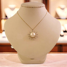 Load image into Gallery viewer, 14k Yellow Gold &amp; 42-Diamond White Pearl Sunburst Pendant