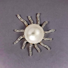 Load image into Gallery viewer, 14k Yellow Gold &amp; 42-Diamond White Pearl Sunburst Pendant