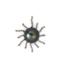 Load image into Gallery viewer, Tahitian Pearl Sunburst Diamond Pendant