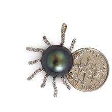 Load image into Gallery viewer, Tahitian Pearl Sunburst Diamond Pendant