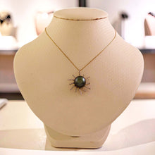 Load image into Gallery viewer, Tahitian Pearl Sunburst Diamond Pendant