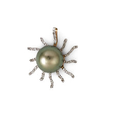 Load image into Gallery viewer, 14k Yellow Gold &amp; 42-Diamond Tahitian Ocean Sun Ray Pendant