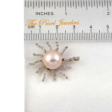 Load image into Gallery viewer, 14k Yellow Gold &amp; 42-Diamond Pink Pearl Sunburst Pendant