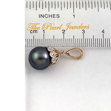 Load image into Gallery viewer, 14k Yellow Gold &amp; 6-Diamond Black Tahitian Pearl Pendant