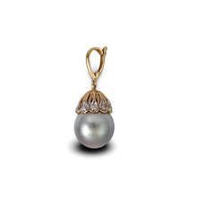 Load image into Gallery viewer, 14k Yellow Gold &amp; 6-Diamond Silver-Tone Baroque Pearl Pendant
