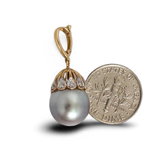 Load image into Gallery viewer, 14k Yellow Gold &amp; 6-Diamond Silver-Tone Baroque Pearl Pendant