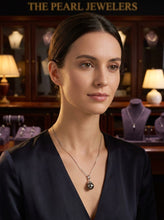 Load image into Gallery viewer, 14k White Gold &amp; 6-Diamond Black Tahitian Pearl Pendant