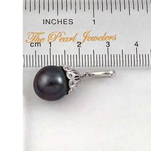 Load image into Gallery viewer, 14k White Gold &amp; 6-Diamond Black Tahitian Pearl Pendant