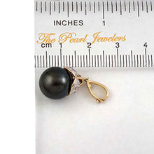 Load image into Gallery viewer, 14k Yellow Gold &amp; 8-Diamond Black Tahitian Pearl Pendant