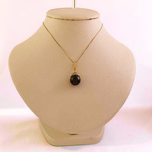 Load image into Gallery viewer, 14k Yellow Gold &amp; 8-Diamond Black Tahitian Pearl Pendant