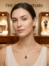 Load image into Gallery viewer, 14k Yellow Gold &amp; 8-Diamond Black Tahitian Pearl Pendant
