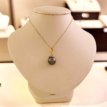 Load image into Gallery viewer, 14k Yellow Gold Enhance-Bale &amp; Diamond Black Tahitian Pearl Pendant