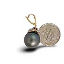 Load image into Gallery viewer, 14k Yellow Gold Enhance-Bale &amp; Diamond Black Tahitian Pearl Pendant