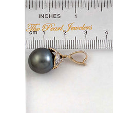 Load image into Gallery viewer, 14k Yellow Gold Enhance-Bale &amp; Diamond Black Tahitian Pearl Pendant