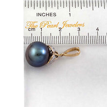 Load image into Gallery viewer, 14k Yellow Gold Enhance-Bail &amp; Diamond Black Tahitian Pearl Pendant