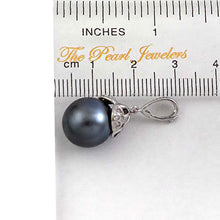 Load image into Gallery viewer, 14k White Gold Enhance-Bail &amp; Diamond Black Tahitian Pearl Pendant