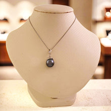 Load image into Gallery viewer, 14k White Gold Enhance-Bail &amp; Diamond Black Tahitian Pearl Pendant