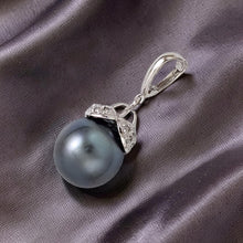 Load image into Gallery viewer, 14k White Gold Enhance-Bail &amp; Diamond Black Tahitian Pearl Pendant