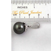 Load image into Gallery viewer, 14k White Gold Enhance-Bail &amp; Diamond Black Tahitian Pearl Pendant