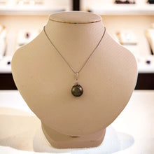 Load image into Gallery viewer, 14k White Gold Enhance-Bail &amp; Diamond Black Tahitian Pearl Pendant