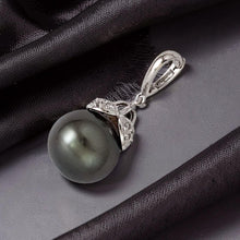 Load image into Gallery viewer, 14k White Gold Enhance-Bail &amp; Diamond Black Tahitian Pearl Pendant