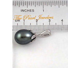 Load image into Gallery viewer, 14k White Gold Flowery-Cup Bale &amp; Diamond Baroque Tahitian Pearl Pendant
