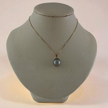 Load image into Gallery viewer, 14k Yellow Gold Flower-Bail &amp; Diamond Smoke Tahitian Pearl Pendant