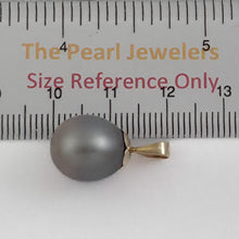 Load image into Gallery viewer, 14k Yellow Gold Flower-Bail &amp; Diamond Smoke Tahitian Pearl Pendant