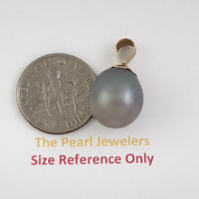 Load image into Gallery viewer, 14k Yellow Gold Flower-Bail &amp; Diamond Smoke Tahitian Pearl Pendant