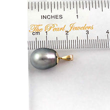 Load image into Gallery viewer, 14k Yellow Gold Flower-Bail &amp; Diamond Blue Tahitian Pearl Pendant