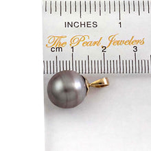 Load image into Gallery viewer, 14k Yellow Gold Flower- Enhancer Bail &amp; Diamond Silver Tahitian Pearl Pendant