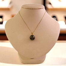 Load image into Gallery viewer, Genuine Black Tahitian Pearl &amp; 14k Yellow Gold Flower-Bale Pendant
