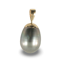 Load image into Gallery viewer, 14k Yellow Gold Flower-Bale Peacock Tahitian Pearl Pendant