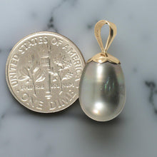 Load image into Gallery viewer, 14k Yellow Gold Flower-Bale Peacock Tahitian Pearl Pendant