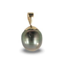 Load image into Gallery viewer, 14k Yellow Gold Flower-Bale &amp; 10.3×12 mm Peacock Tahitian Pearl Pendant