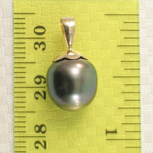 Load image into Gallery viewer, 14k Yellow Gold Flower-Bale &amp; 10.3×12 mm Peacock Tahitian Pearl Pendant