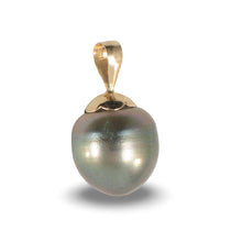 Load image into Gallery viewer, 14k Yellow Gold Flower-Bale Peacock Tahitian Pearl Pendant