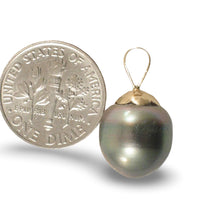 Load image into Gallery viewer, 14k Yellow Gold Flower-Bale Peacock Tahitian Pearl Pendant