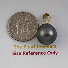 Load image into Gallery viewer, 14k Yellow Gold Flower-Bale Pale-Black Tahitian Pearl Pendant