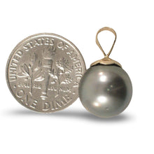 Load image into Gallery viewer, 14k Yellow Gold Flower-Bale Pale-Black Tahitian Pearl Pendant