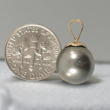 Load image into Gallery viewer, 14k Yellow Gold Flower-Bale Pale-Black Tahitian Pearl Pendant