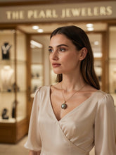 Load image into Gallery viewer, Genuine Black Tahitian Pearl &amp; 14k Yellow Gold Flower-Bale Pendant