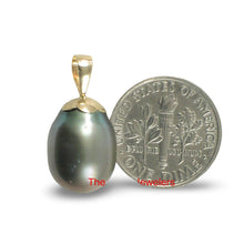 Load image into Gallery viewer, Genuine Black Tahitian Pearl &amp; 14k Yellow Gold Flower-Bale Pendant