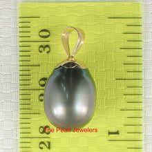 Load image into Gallery viewer, Genuine Black Tahitian Pearl &amp; 14k Yellow Gold Flower-Bale Pendant