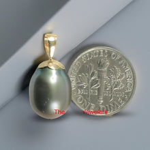 Load image into Gallery viewer, Genuine Black Tahitian Pearl &amp; 14k Yellow Gold Flower-Bale Pendant
